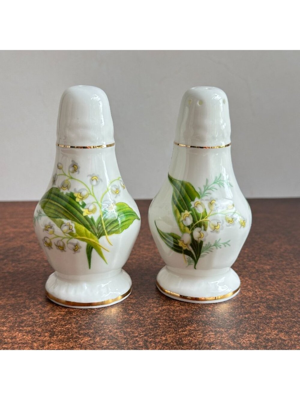 Hammersley Lily of the Valley Salt and Pepper Shakers Bone China England Vintage